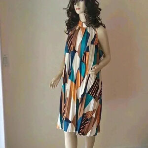 Dress pleated color block